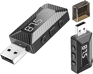USB Bluetooth Receiver, Bluetooth 5.3 Wireless Audio Adapter 3.5mm Car Kit with LED Display 3.5mm Music Receiver for Home/Car Stereo Sound System, Portable Speakers, Support TF Card