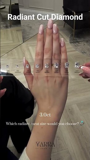 Radiant Cut Diamond Size Guide ✨ 0.5 to 5 Carats #shorts #diamondring #radiantcut #ring