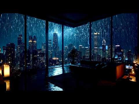 Chicago High Rise Apartment | Thunderstorm at Night | 2 Hours