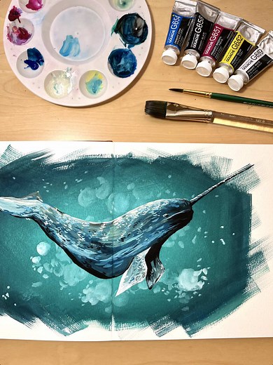 Narwhal Artwork Tutorial: Mastering Gouache Techniques