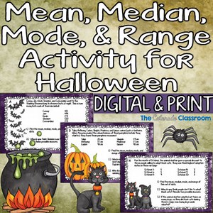 Fall Halloween Math with Statistics on Mean Median Mode Range & Central Tendency