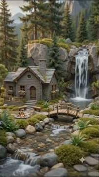 Miniature DIY Waterfall Cave House Build! 💧🏔️ Tiny Secret Mountain Home #Shorts