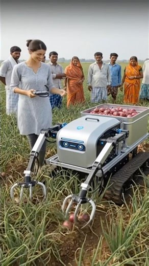 💥Watch This Robot Harvest Red Onions with Precision in a Lush OnionField#shorts#farming#automobile