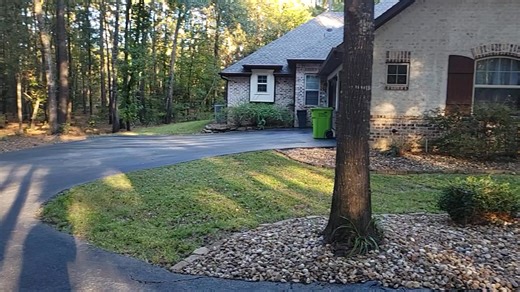 Pine needles once covered the entire yard. Call today for leaf and needle removal 903.714.8299 | Evergreen Exteriors - Lawncare, Christmas Lights, Power Washing, & More | Facebook