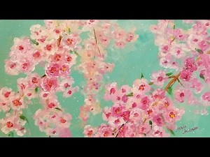 Easy Cherry Blossoms Cotton Swab Acrylic Painting LIVE Tutorial