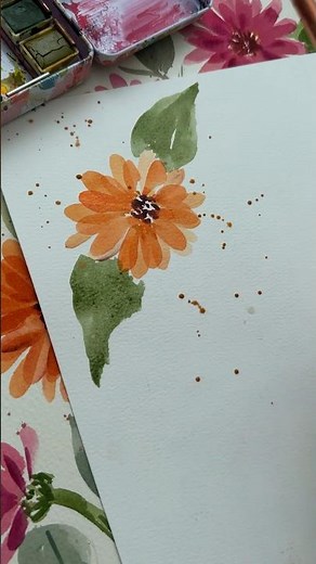 How to paint watercolor zinnias the easy way with a filbert brush
