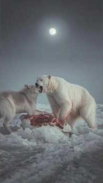 Huge Wolf vs Polar Bear | The Deadliest Fight on Ice #WolfVsBear #DeadlyBattle #shorts #viralshorts