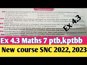 Unit 4 Exercise 4.3 class 7 Maths kpk new course 2022 | Chapter 4 Ex 4.3 Maths 7 SNC PTB 2023