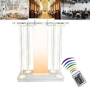 Amazon.com: IOXGSGI Church Pulpit with Led Lights, 46" Clear Acrylic Podium for Churches with Rollers& Vertical Reading Platform, Transparent Pulpits Podium Lectern for Churches, Weddings, Classrooms : Office Products