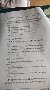 In a half adder circuit.(A) XOR gate gives the sum and AND gat... | Filo