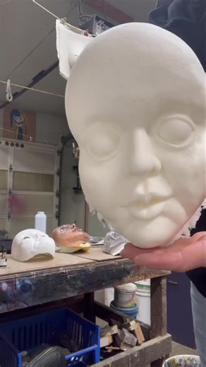 2.7K views · 36 reactions | Reynolds advanced materials stopped by back in October and while here they gave me some of their new paints that are supposed to permanently adhere to their foams to try out. so I whipped up a foam copy of the new fat baby mask and I think I’ll give it some creepy clown paint. #fat #baby #clown #mask #flexfoam17 #paint #somethingnew #weirdvisionindustries #evillejs #evillejscreepycloset #evansville | Eville J's Creepy Closet | Facebook