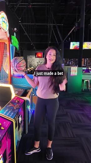 Game on🏀. Me vs. the camera guy. Arcade hoops edition at Monster Mini Golf!