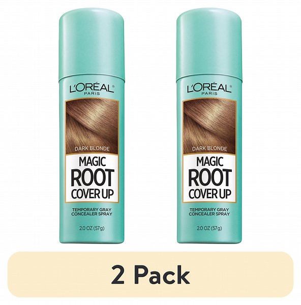 (2 pack) L'Oreal Paris Magic Root Cover Up Temporary Gray Concealer Spray, Dark Blonde, Stocking Stuffers 2 oz