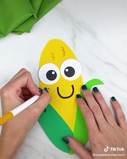 Easy Paper Corn Craft for Kids - Free Printable Template