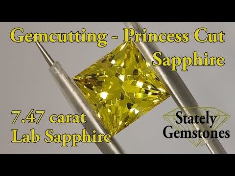 Gemcutting - Princess Cut Yellow Sapphire - Lab Created