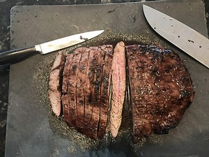 Flank Steak Smoked on the Big Green Egg (Kamado)