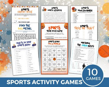 Kids Sports Activity Pack, 10 Fun Printable Games for PE, Classrooms & Parties,