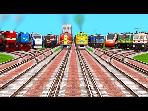 🔟 Trains Crossing On Bumpy Curved Railroad Tracks | diesel vs electric trains | train simulator game