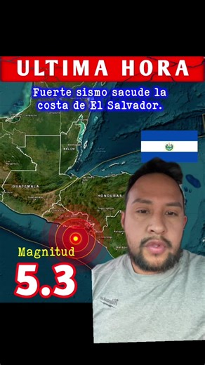#greenscreen 🚨🇸🇻 #SISMO_DETECTADO: En la costa de El Salvador. Un fuerte sismo de magnitud 5.3 se registró en el Océano Pacífico Norte, cerca de la costa de El Salvador, este miércoles 4 de marzo de 2026 a las 12:56 p.m. (hora local, GMT -6). El movimiento telúrico tuvo una profundidad de 52 kilómetros (32 millas), lo que provocó que fuera percibido con mayor intensidad por los habitantes cercanos al epicentro. #SismoEnElSalvador #TemblorSV #AlertaSismica