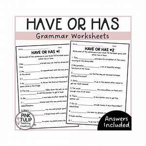 Have or Has Grammar Worksheets - Etsy