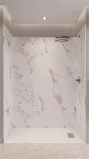 Stylizing a shower is easier than ever with high-quality, headache-free CASTICO Solid Composite Stone Shower Pan Bases and Alcove Shower Kits available online or at a store near you! #castico #showerkit #showerbase #showerwalls #interiordesign #homerenovation #DIY #IntuitTouchdownDance #AEHolidayCard #AmazonSavingSpree #PepsiApplePieChallenge