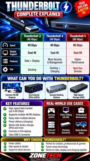⚡ Thunderbolt 3 vs 4 vs 5 🔥 | Speed, USB-C & Laptop Features Explained! 💻