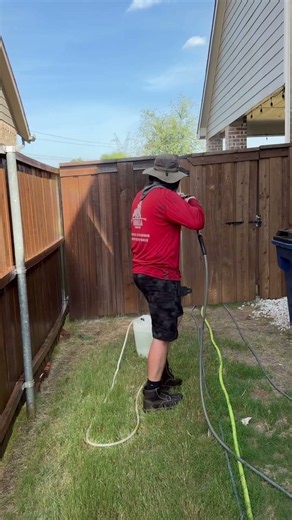 Fence Staining Prep! #pressurewashing #fencestaining #garagedoorstaining