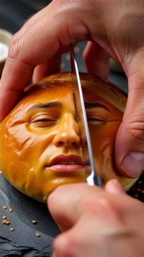 The taste of humanity.”🤞#cuttingskills #humanface #ai #shorts #satisfying #asmr