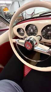 HAPPY FRIDAY car people! Todays highlight is a rare, ‘54 Kaiser-Darrin Roadster with a Champagne White finish and Scarlet Pin Crush interior. 😳 What a combo! Photo & specs up soon @ www.stlouiscarmuseum.com. | St. Louis Car Museum & Sales
