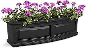Mayne Nantucket 3-Foot Window Box – Self-Watering, Weather-Resistant Planter for Flowers – Durable Design for Outdoor Use, Perfect for Windows