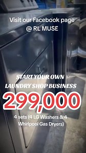START YOUR OWN LAUNDRY SHOP BUSINESS Package A - 89k - 1 Set (1 LG Washing Machine 8-9kg Capacity & 1 WHIRLPOOL Dryer 10kg Capacity) Package B - 99k -1 set (1 LG Washing Machine 10kg Capacity & 1 WHIRLPOOL Dryer 10kg Capacity) Package C - 139k -2 LG Washing Machine 10kg Capacity -1 WHIRLPOOL Dryer 10kg Capacity Package D - 289k - 4 Sets (4 LG Washing Machines 8-9kg Capacity & 4 WHIRLPOOL Gas Dryers 10kg Capacity) Package E - 299k - 4 Sets (4 LG Washing Machines 10kg Capacity & 4 WHIRLPOOL Gas Dr