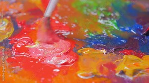 Oil colors mixing on palette Stock Video