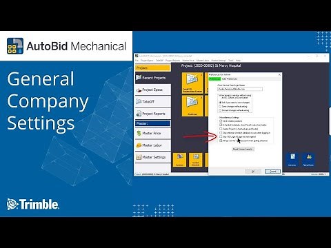 AutoBid Mechanical 2020v1 What’s New - General Company Settings