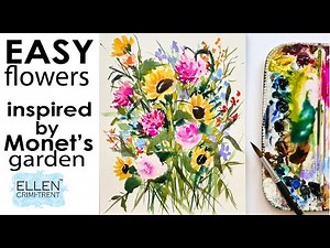 EASY Watercolor Flowers inspired by Monet's Garden