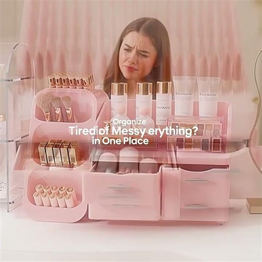 All Pink Makeup Organizer with Drawers | Best Cosmetic Storage for Vanity & Bathroom