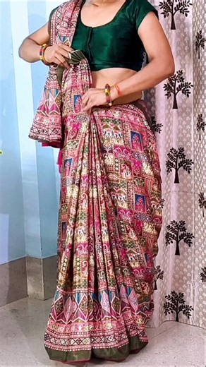 Kajriteej special saree sidha pallu saree tutorial #sareedraping #saree #drape #satinsaree