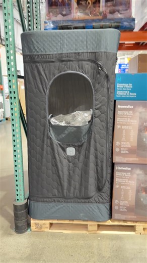 @homedics.canada Portable Premium Steam Sauna @costco_canada Calgary Taza January 2026. Stay at home and steam or take it with you on the go! Relax, unwind, and recover with the ultimate steam sauna experience now in the comfort of your home. The Homedics Premium Steam Sauna heats up to 57.2°C (135°F) with 100% humidity, improve sleep, soothe sore muscles, and promote healthy skin and many other health benefits. With simple, tool-free setup and steam-ready in just 15 minutes, you can enjoy up to