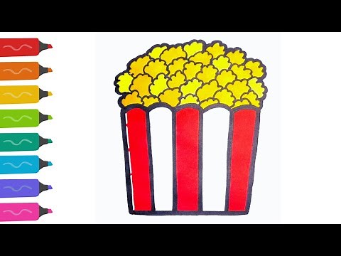 How to Draw a Cute and Easy Popcorn, Step by Step Drawing for Kids