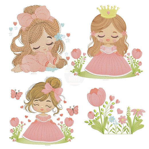 Princess Girl Embroidery Designs for Baby | 4 Files   11 Bonuses | Machine Embroidery for Nursery, Towels & Baby Shower - Etsy