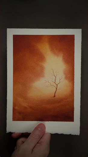 Painting a Moody Watercolor Tree #shorts #art