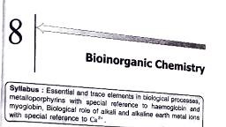 Inorg. Ch 8 Bioinorganic Chemistry.pdf - Chemistry - Notes - Teachmint