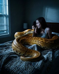 La jeune femme gardait un énorme python chez elle : un jour, le serpent commença à se comporter étrangement, cessa de manger et s’enroulait autour de la taille de sa maîtresse… mais elle n’imaginait pas ce qu’elle allait découvrir 🐍😨 Élisa vivait depuis trois ans avec son python doré, Lumière. Au début, tout semblait idyllique : il se laissait manipuler, s’endormait parfois près d’elle, et suivait ses mouvements avec une lente curiosité affectueuse. Mais un soir, tout changea. Lumière refusa s