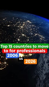 What makes a great relocation destination for professionals? It’s a mix of factors: low taxes, economic stability, strong salaries, good cost-to-income ratio, innovation, a merit-based culture, and openness to newcomers. A comparison of the top 15 destinations in 2006 vs. 2026 shows a clear shift. 🔙 Top 15 in 2006 🇨🇦 Canada — Points-based Skilled-Worker visa already in place, moderate tuition, housing still affordable 🇩🇪 Germany — Huge engineer shortfall, EU access, Berlin rents under €500 