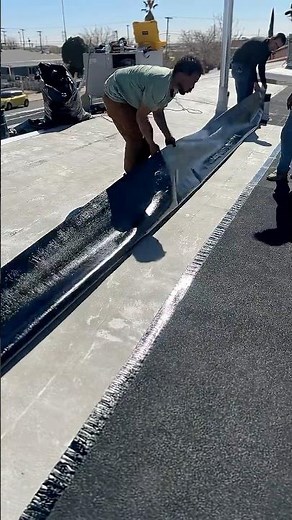 Roofers lay down peel & stick! Satisfying install! 🔥 #roofing #construction #homedecor
