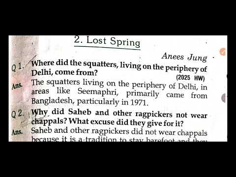 Lost Spring : Short Questions & Answers # class-12 (U.P. Board)