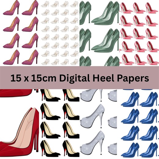 High Heel Digital Paper 15x15cm, Fashion Shoes Pattern, Glam Stiletto Scrapbook Paper, Luxury Printable Backgrounds, Girly Chic Design - Etsy