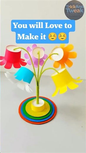 DIY Paper Cup Lamp | Easy Rainbow Flower Light Craft for Kids ||#shorts