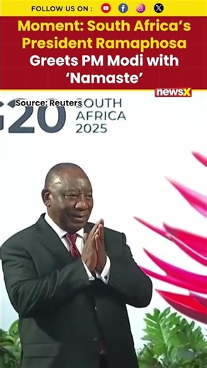 #watch | President Ramaphosa Greets PM Modi With ‘Namaste’ at G20 #g20summit #southafrica #pmmodi