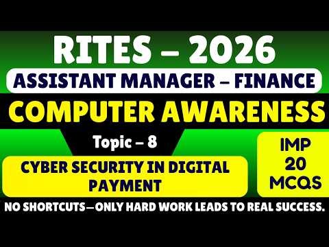 Cyber Security in Digital Payment MCQS | Rites Finance Computer Awareness Pdf Notes 2026 | RITES MCQ