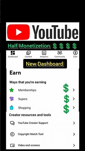 youtube half monetization new stetus 💲 #shorts #youtube #monetization #short #viral #youtubeshorts